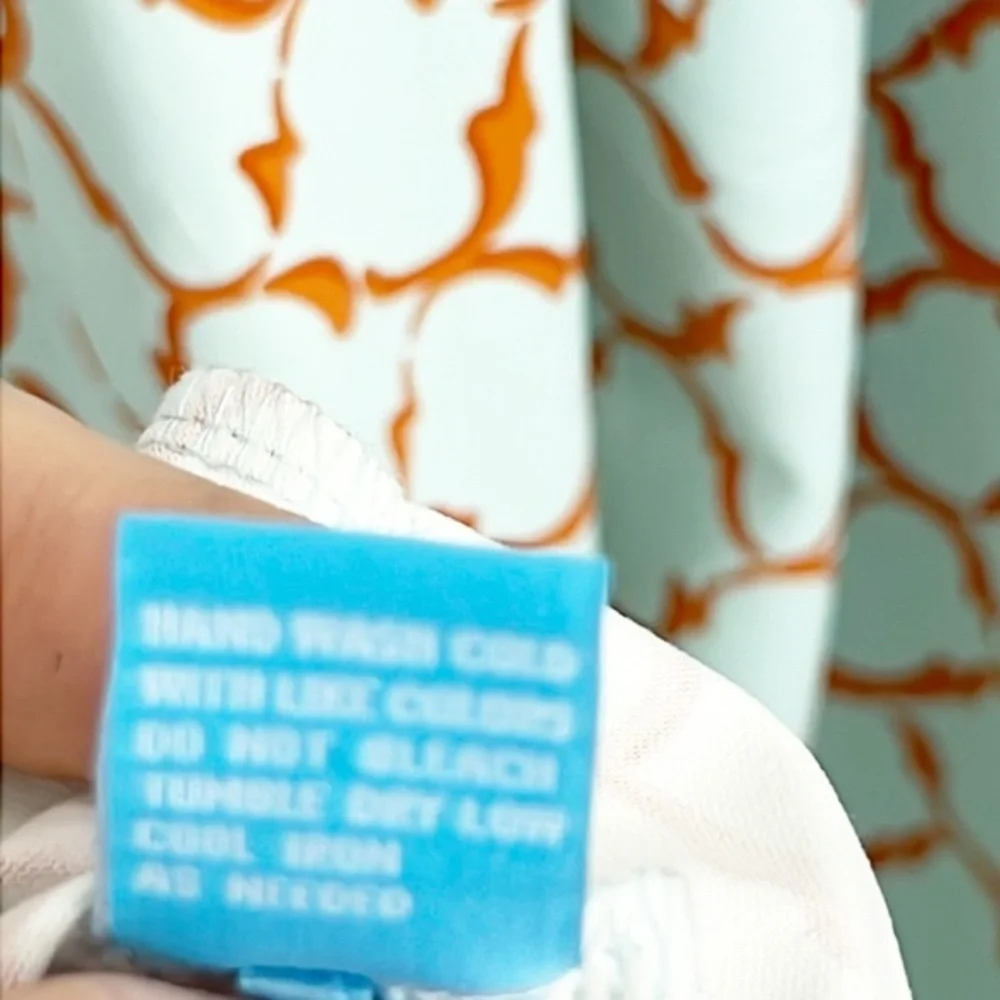 J McLaughlin Maxi Dress Turquoise and Orange Geometric Pattern size Medium